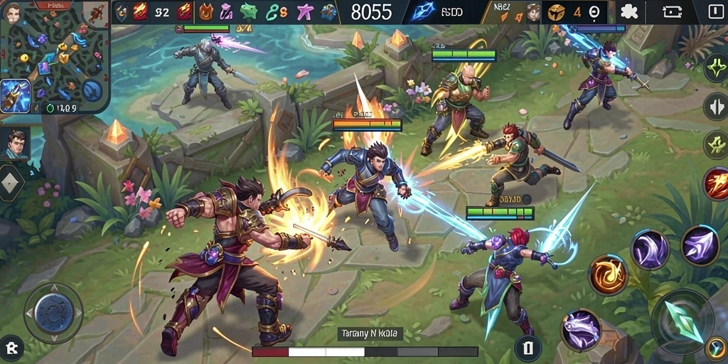 Screenshot gameplay menampilkan pertarungan seru dalam <strong>8055</strong>.
