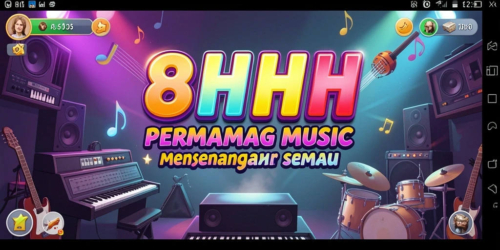 Tampilan gameplay menarik dari 8HHH dengan grafis yang cerah dan dinamis.