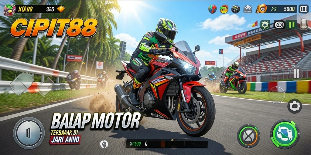 Screenshot menampilkan aksi balapan seru di lintasan <strong>CIPIT88</strong>.