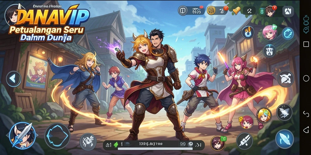 Screenshot gameplay DANAVIP menampilkan petualangan seru dalam dunia anime.