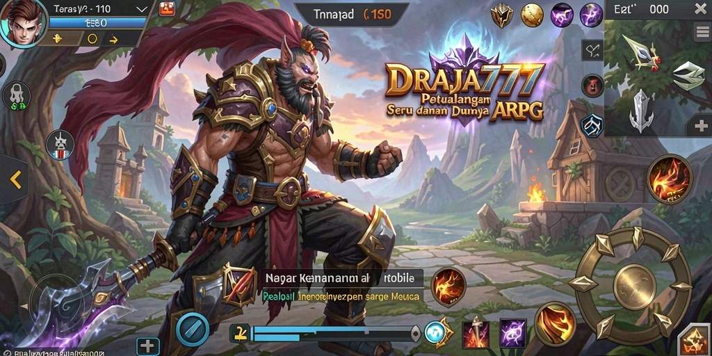 Screenshot gameplay DRAJA777 menampilkan aksi pertempuran ARPG yang mendebarkan.