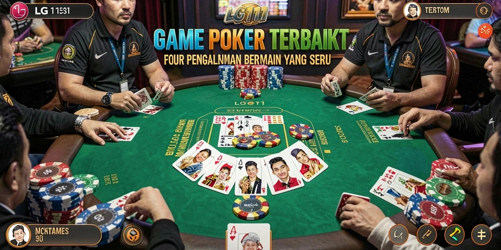 Screenshot gameplay LG111 dengan suasana permainan poker yang mendebarkan.