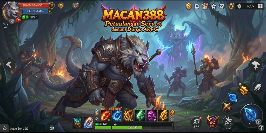 Tampilan epik pertempuran dalam game ARPG MACAN388.