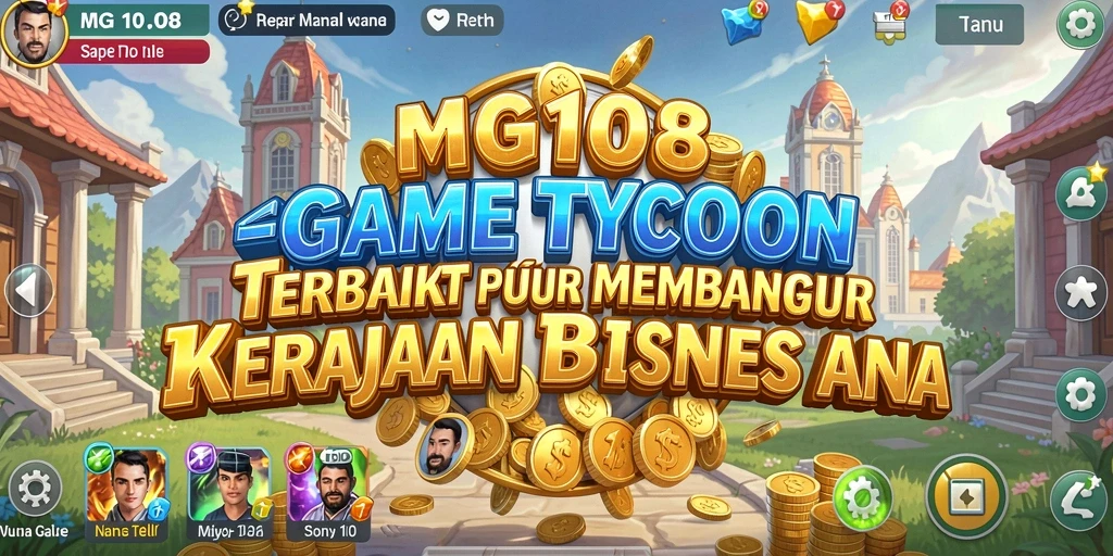 Screenshot gameplay MG108 menampilkan suasana bisnis yang dinamis.