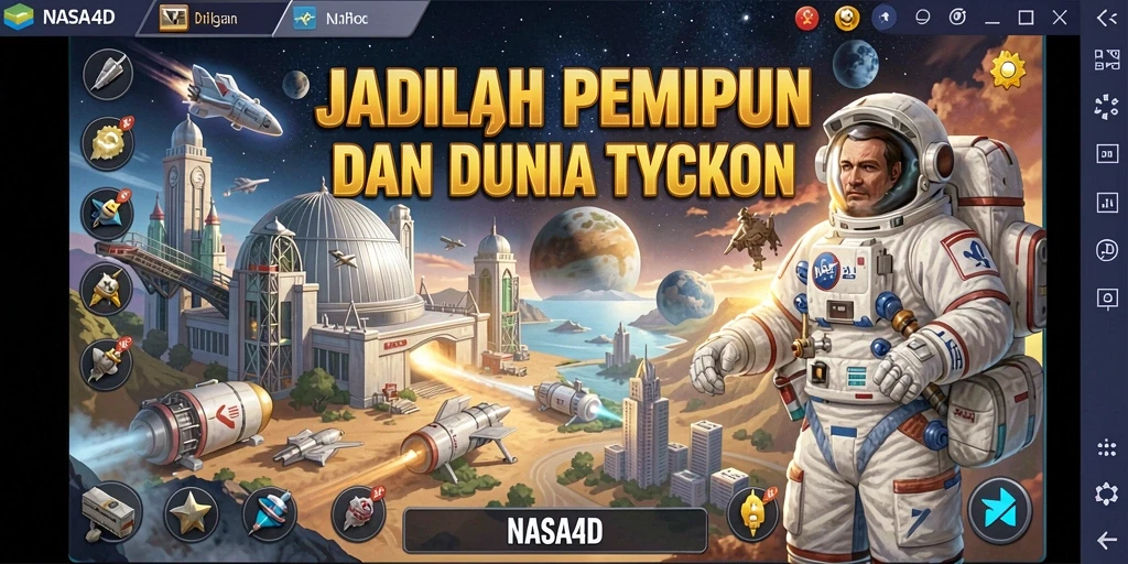 Screenshot gameplay NASA4D yang menampakkan tantangan bisnis.