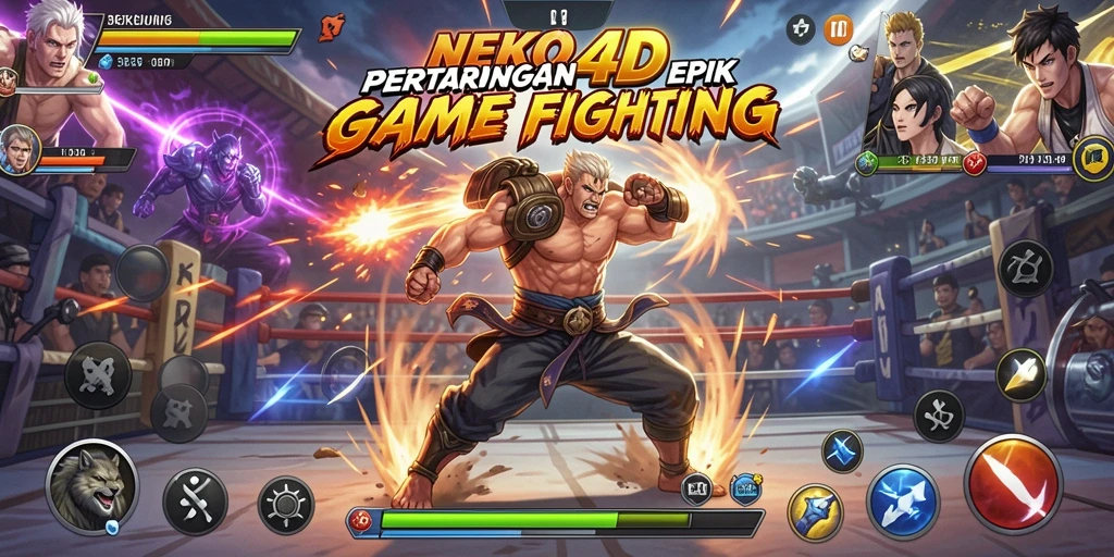 Screenshot gameplay <strong>NEKO4D</strong> menunjukkan pertarungan mendebarkan antar karakter.
