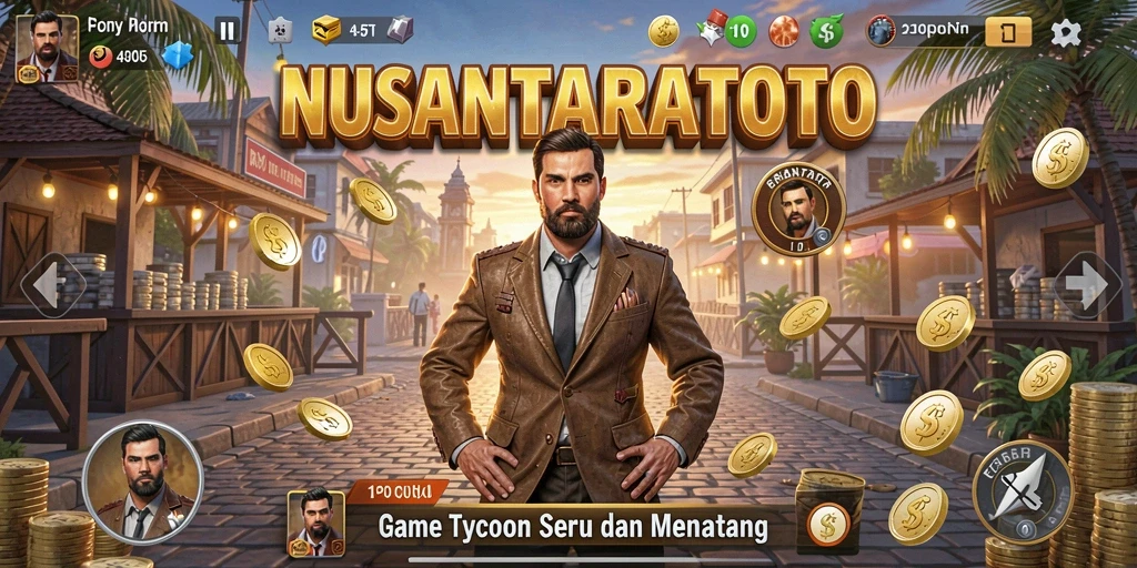 Tampilan gameplay NUSANTARATOTO dengan pengelolaan bisnis yang dinamis.