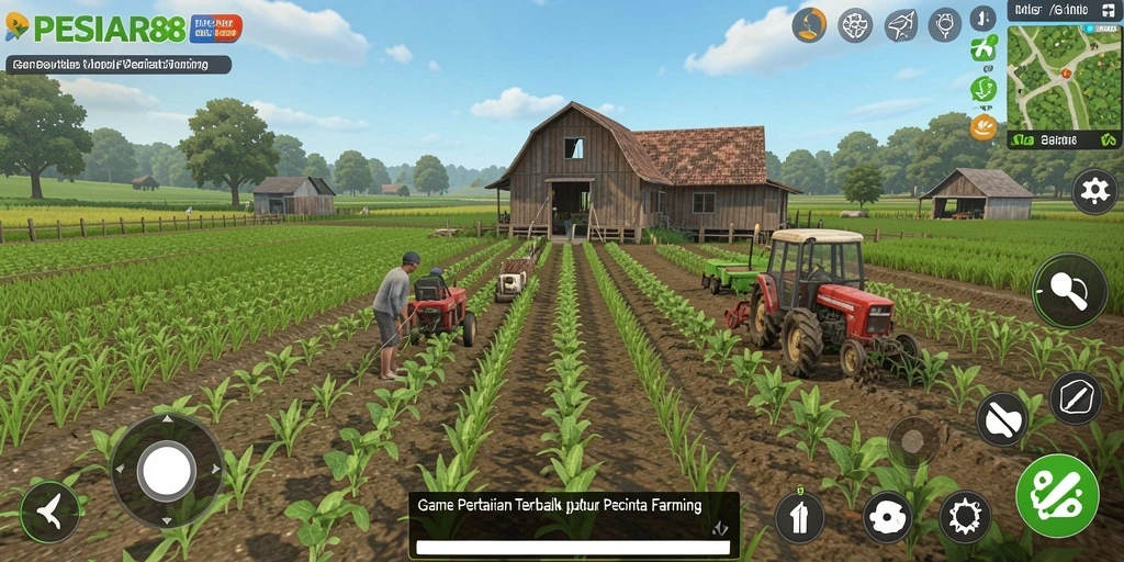 Tampilan menarik dari gameplay PESIAR88 yang penuh warna dan aktivitas pertanian.