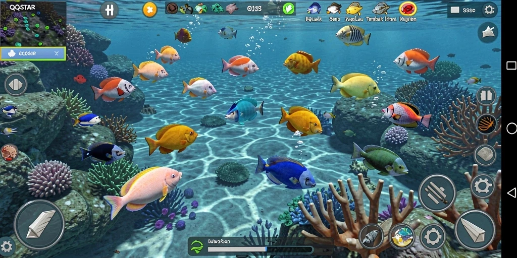 Screenshot gameplay QQSTAR yang penuh aksi Tembak Ikan.