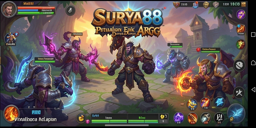 Tampilan gameplay SURYA88 yang mengesankan saat bertarung melawan monster.