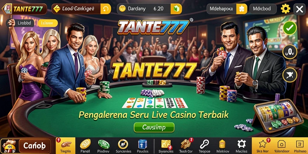 Screenshot TANTE777 menampilkan gameplay Live Casino yang mendebarkan.